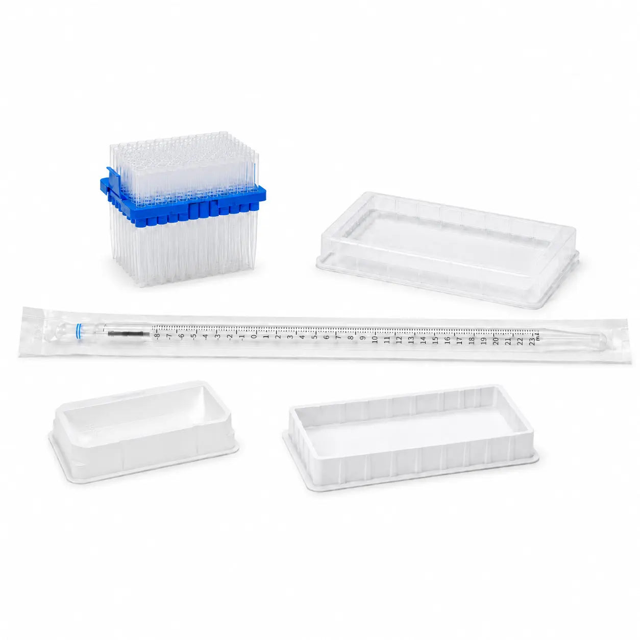 Universal, LTS-compatible and automation pipette tips, reagent reservoir plates, disposable reagent troughs, and serological pipets for liquid handling.
