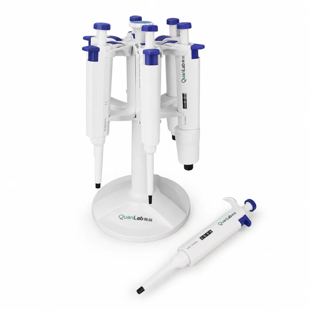 Manual pipettes and pipette stand for accurate liquid handling, sample preparation, and laboratory pipetting applications.