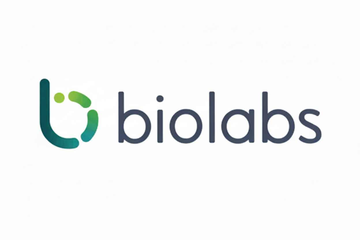 The logo for Biolabs New Haven, featuring a green and teal abstract circular icon on the left, with the word 'biolabs' in dark gray and 'NEW HAVEN' in light gray text on a white background.
