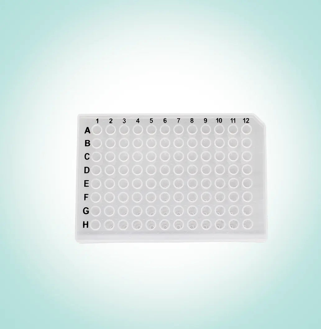 0.2 ml 96-well PCR Plate, Natural, Half Skirt, Black-lettered, 15/Box Direct2Lab