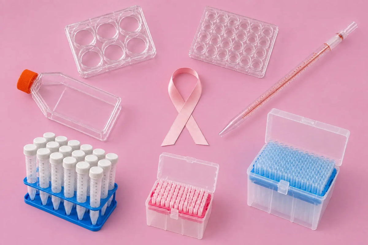 Direct2Lab Adherent Breast Cancer Cell Culture & Treatment Setup Bundle with flasks, culture plates, tubes and pipette tips